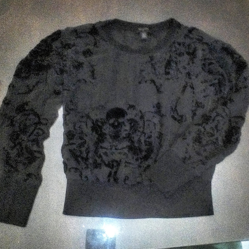 True Religion satin and black silk blouse